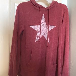 Distressed star hoodie.